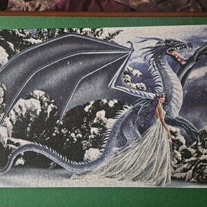 Suns Out 1000 Piece Nene Thomas Art Puzzle " Ice Dragon " 19" x 30 " Complete $2